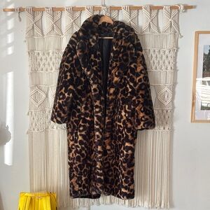 Forever 21 Leopard Print Faux Fur Coat - Brown & Black
